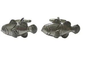Silver Toned Textured Clownfish Cufflinks
