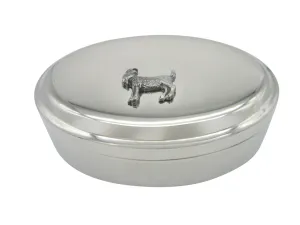 Silver Toned Textured Goat Pendant Oval Trinket Jewelry Box