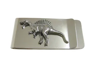 Silver Toned Textured Spinosaurus Dinosaur Money Clip