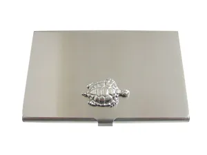 Silver Toned Textured Turtle Tortoise Business Card Holder