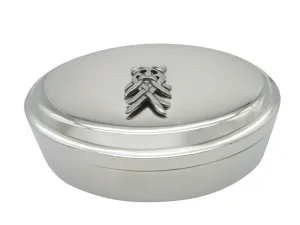 Silver Toned Textured Viking Odin Mask Pendant Oval Trinket Jewelry Box