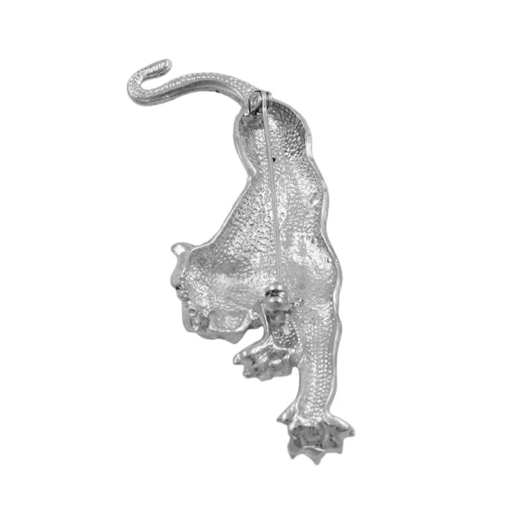 Silver with Black Stripes Tiger on the Prowl Brooch Pin - PRA042