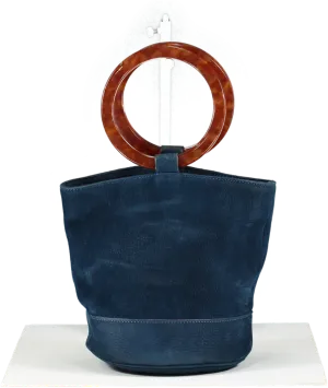 Simon Miller Blue Suede Bucket Bag One Size