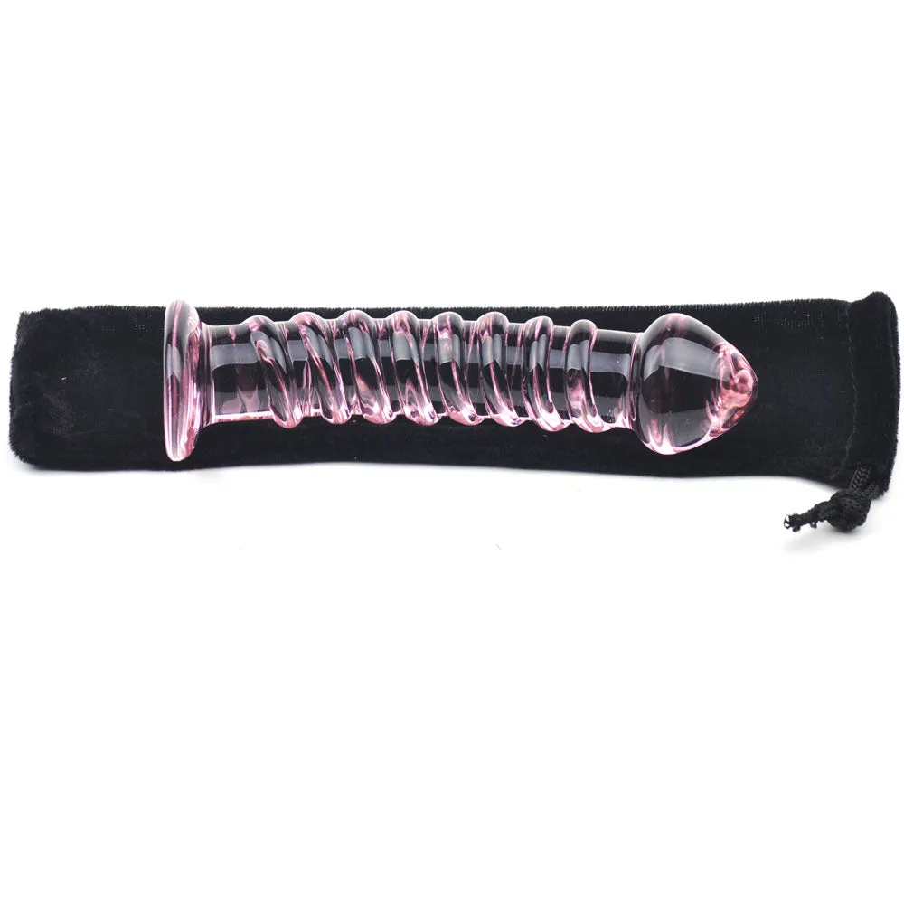 Sinfully Pink Textured Glass Dildo
