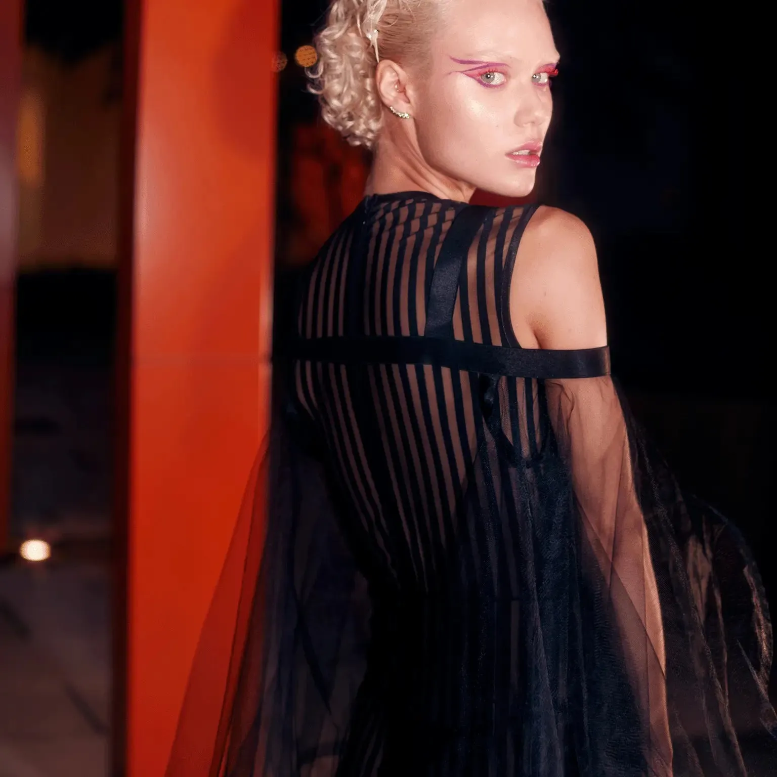 Skyline Sheer Dress - Black