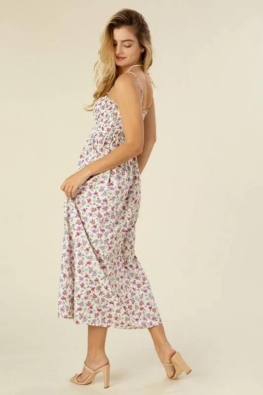 Smocked floral cami maxi dress
