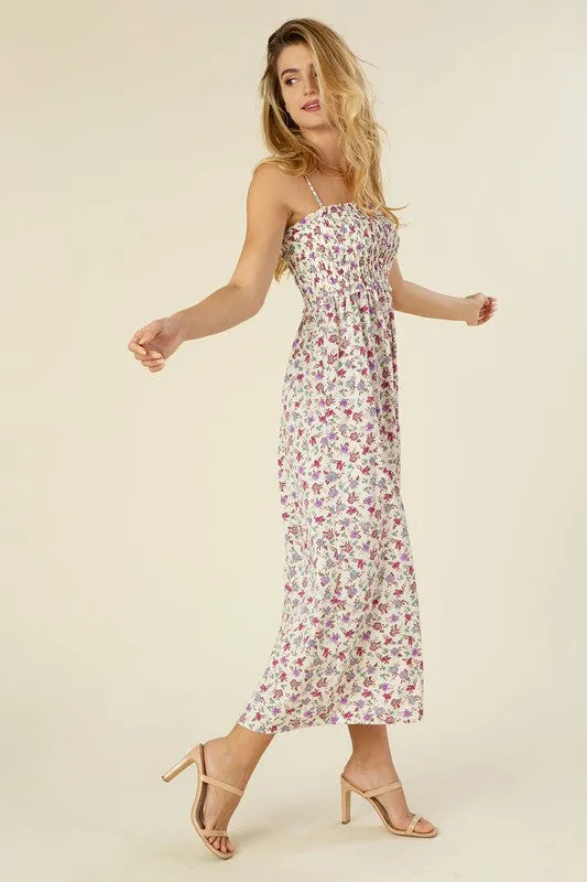 Smocked floral cami maxi dress