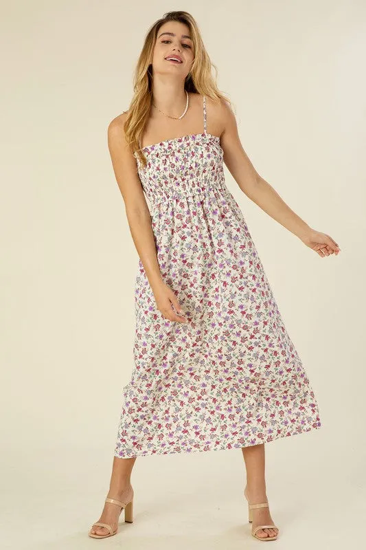 Smocked floral cami maxi dress