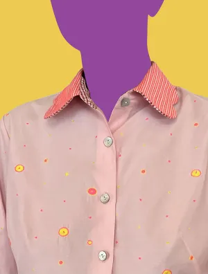 Soft Pink Cotton Shirt With Dot Dot Embroidery