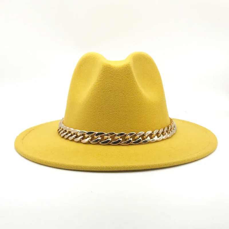 Solid Chain Decoration Jazz Hat
