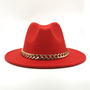 Solid Chain Decoration Jazz Hat