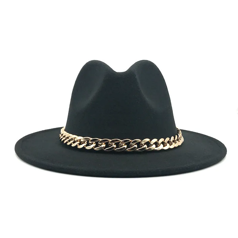 Solid Chain Decoration Jazz Hat