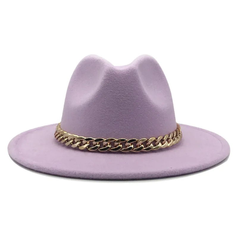 Solid Chain Decoration Jazz Hat