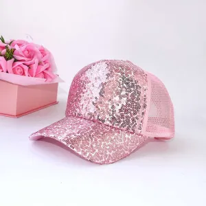 Solid Sequins UV Protection Peaked Cap