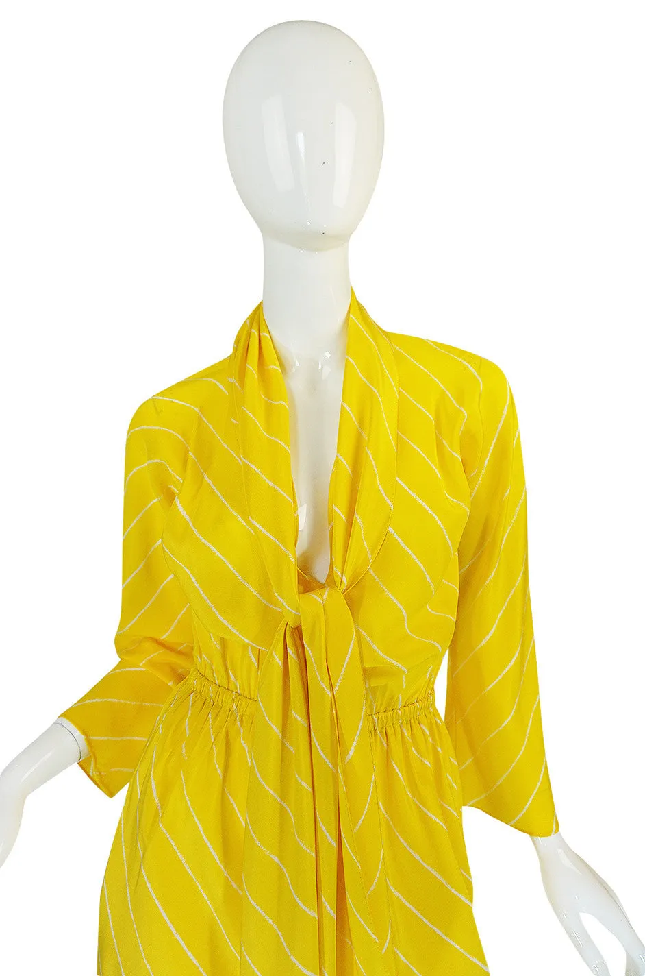 S/S 1976 Halston Demi-Couture Bias Cut Yellow Silk Dress