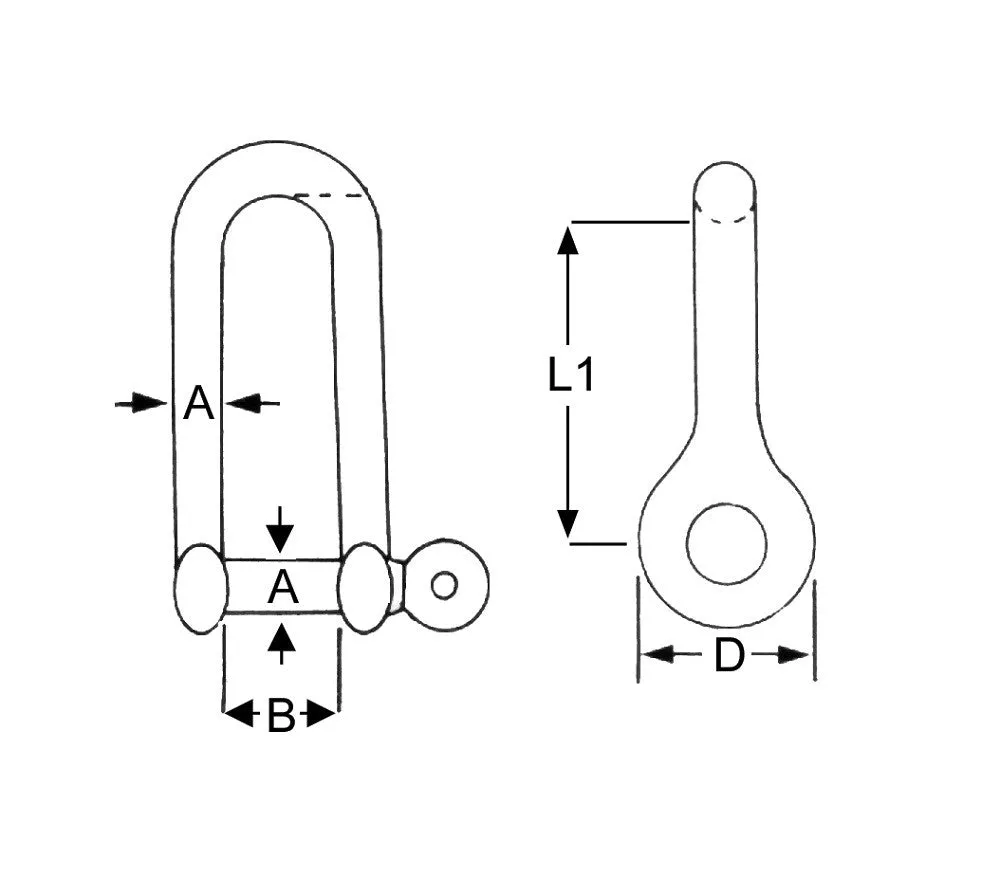 Stainless Steel Long D Shackles