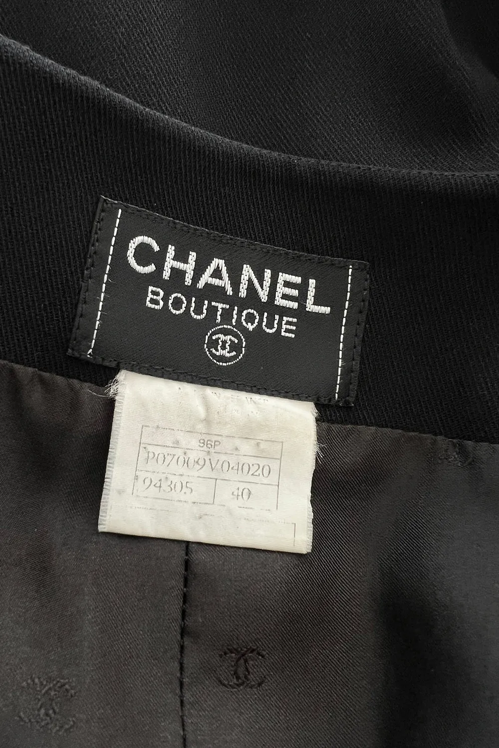 Striking Spring 1996 Chanel by Karl Lagerfeld Black Fitted Dress w Pockets Chanel Buttons & Belt