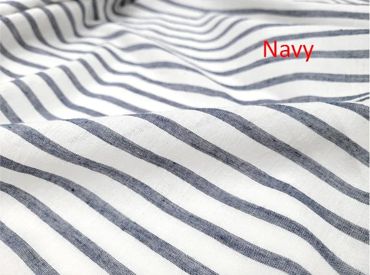 Stripes Cotton Gauze Fabric - Blue, Red, Yellow, Brown, Navy or Pink - 55 Inches Wide - By the Yard 4717-1