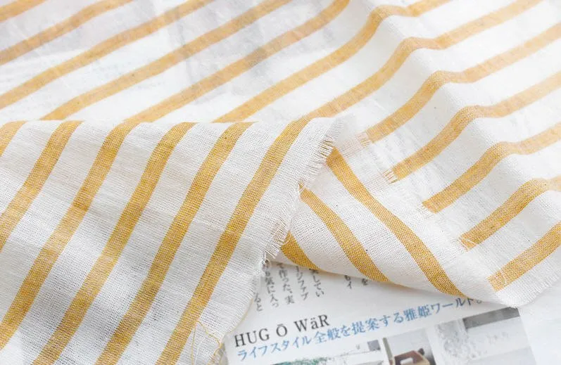 Stripes Cotton Gauze Fabric - Blue, Red, Yellow, Brown, Navy or Pink - 55 Inches Wide - By the Yard 4717-1