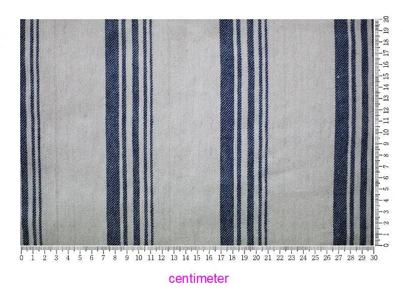 Stripes Linen Blend Fabric, 59 inches wide, Multiple Stripes, Vintage Look, Korean Fabric Cotton Linen - Green or Navy - By the Yard 40035-1