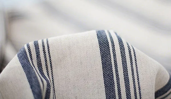 Stripes Linen Blend Fabric, 59 inches wide, Multiple Stripes, Vintage Look, Korean Fabric Cotton Linen - Green or Navy - By the Yard 40035-1