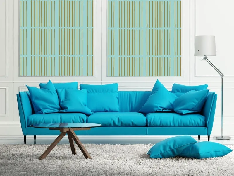 Stripes Turquoise Gold Wallpaper Panel