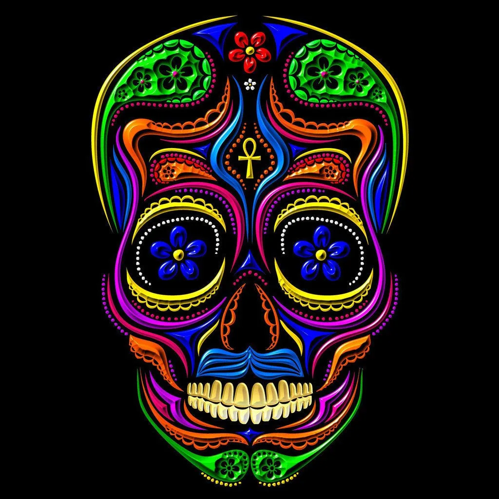 Sugar Skull Mexican Skull Men's T-shirt (Black)