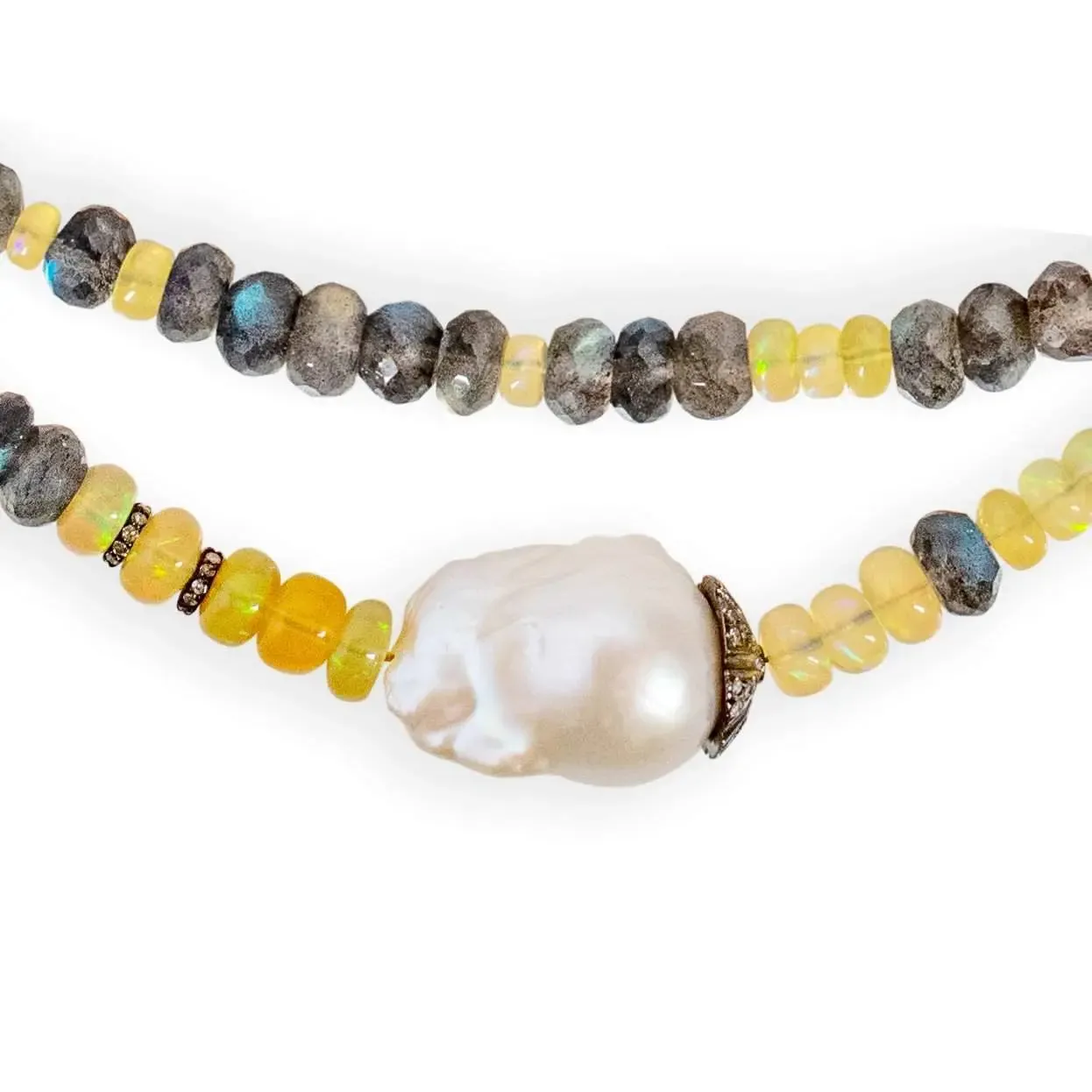 Sunset Diamond Baroque Pearl Necklace