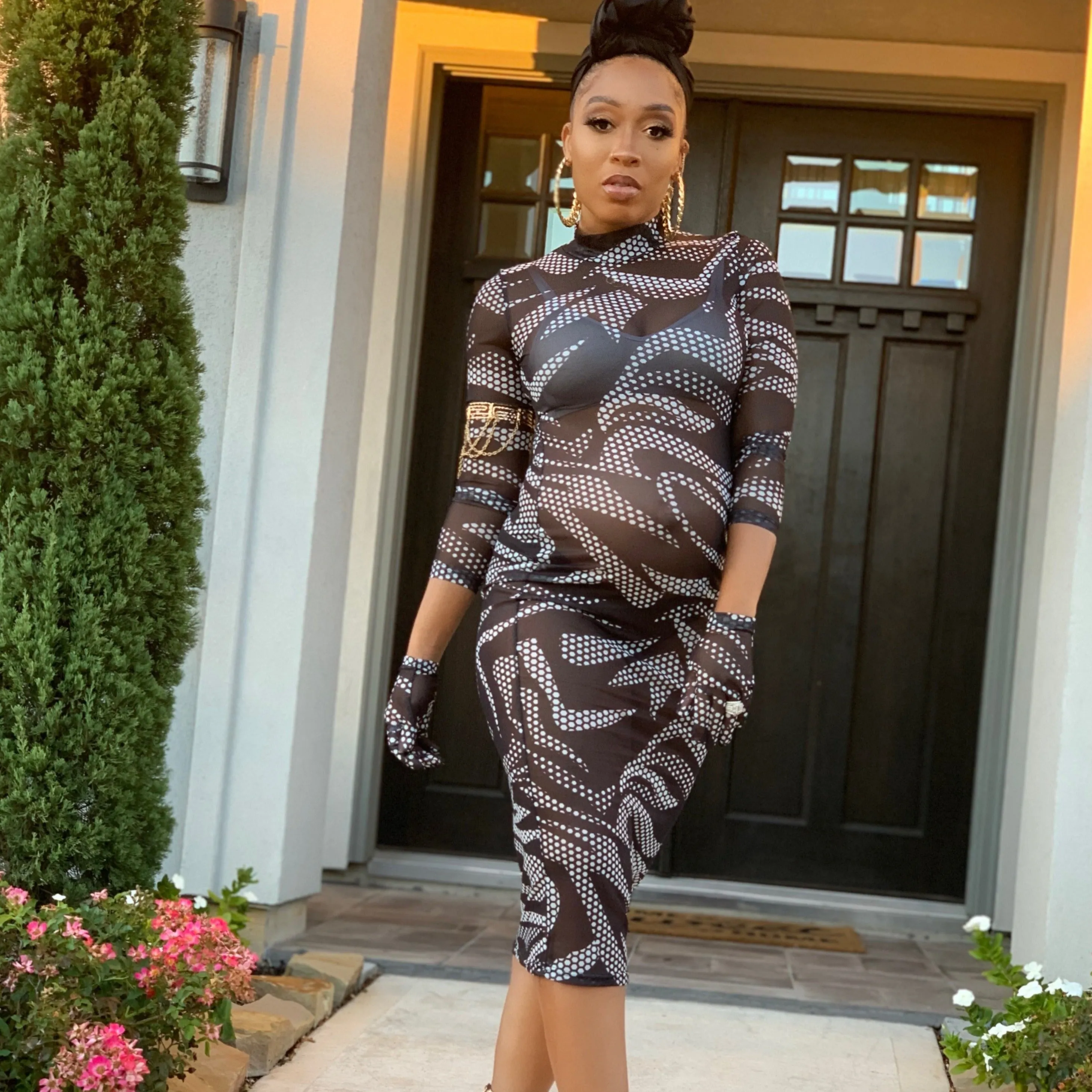 Swerve On Em Dress - Black with NO GLOVES