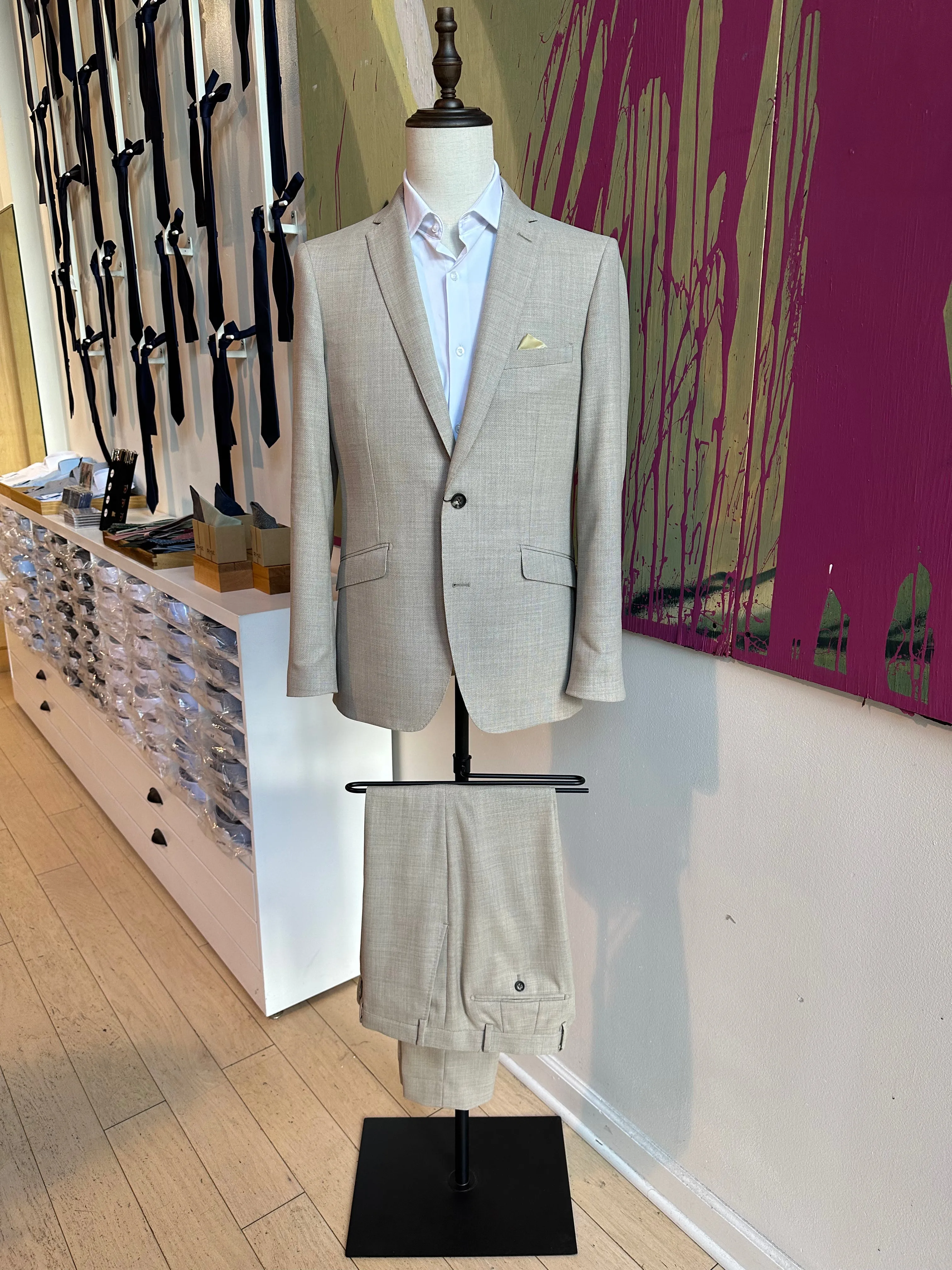 Tan Hopsack Premium Italian Suit Pants