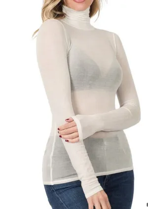 Tencel See Through Turtleneck