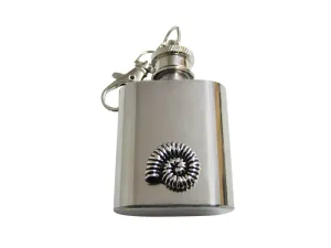 Textured Ammonite Fossil Design 1 Oz. Stainless Steel Key Chain Flask