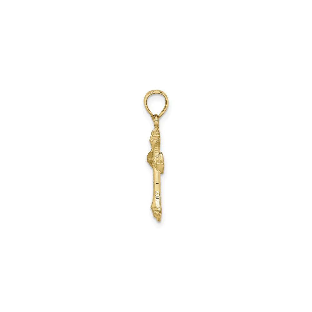 Textured Arrow Cross Pendant (14K)