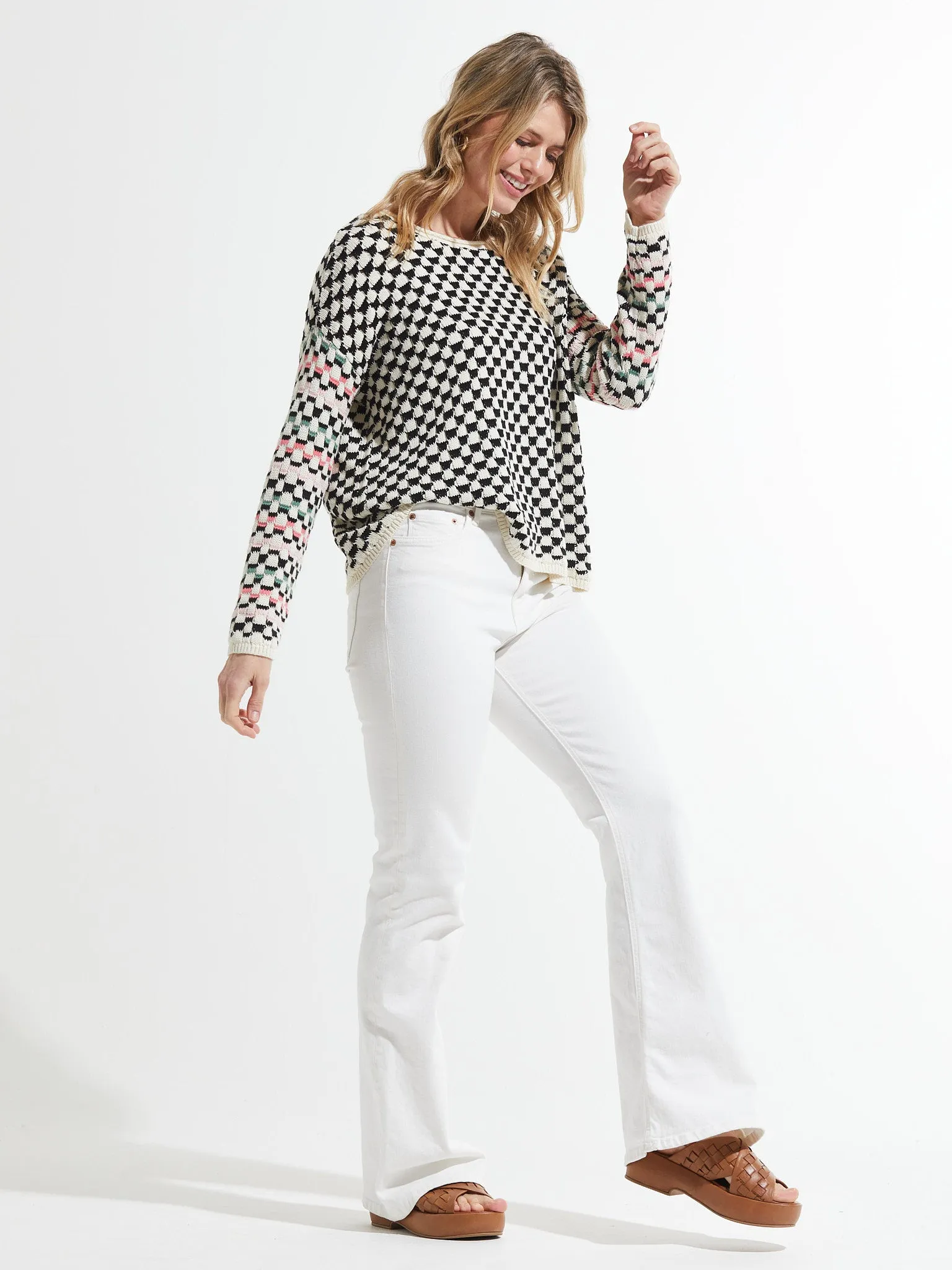 Textured Check Sweater
