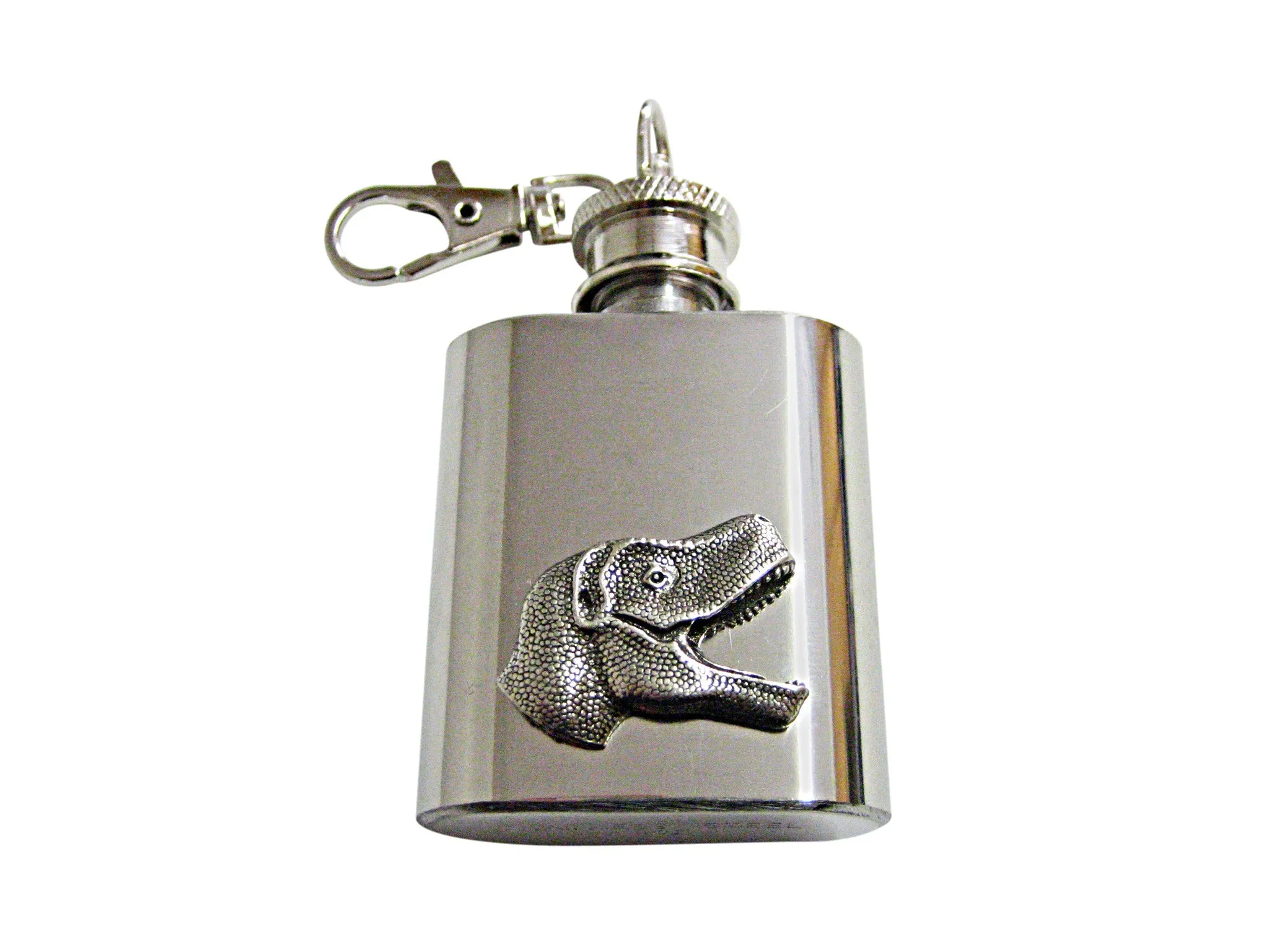Textured Dinosaur Head 1 Oz. Stainless Steel Key Chain Flask