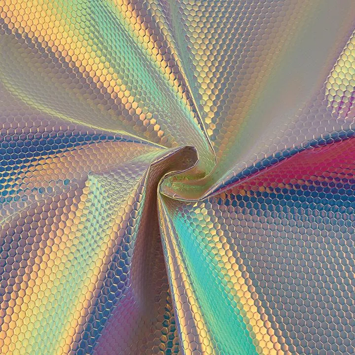 Textured Geometric Fabric, Iridescent Silver