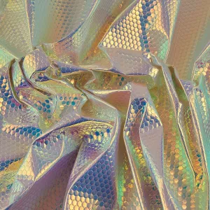 Textured Geometric Fabric, Iridescent Silver