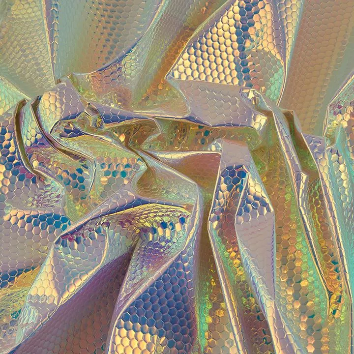 Textured Geometric Fabric, Iridescent Silver