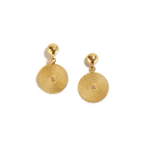 Textured Golden Disk Earrings