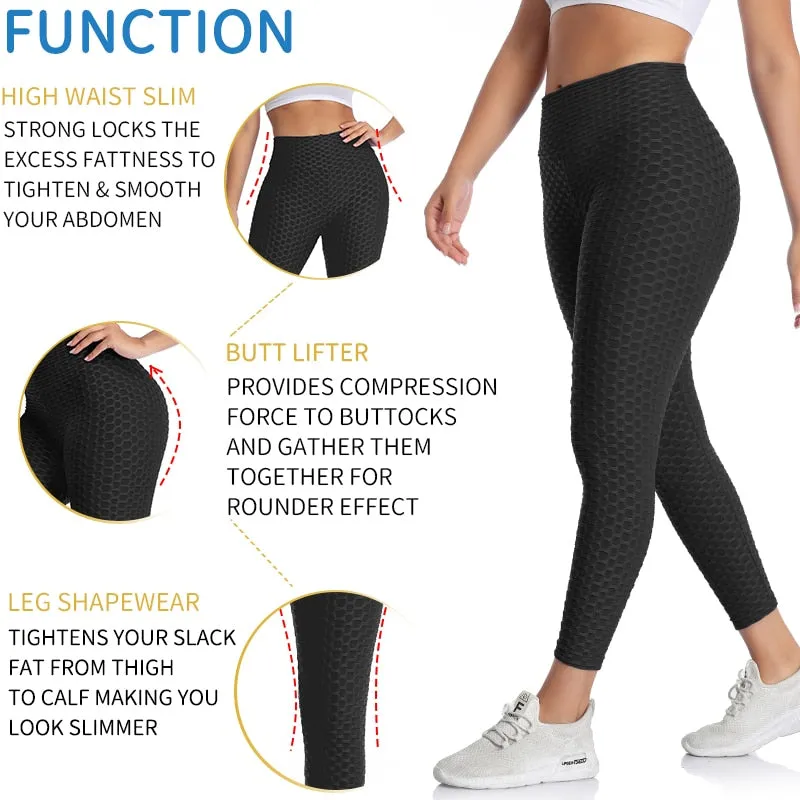 Textured High Rise Leggings - Pink With Pockets