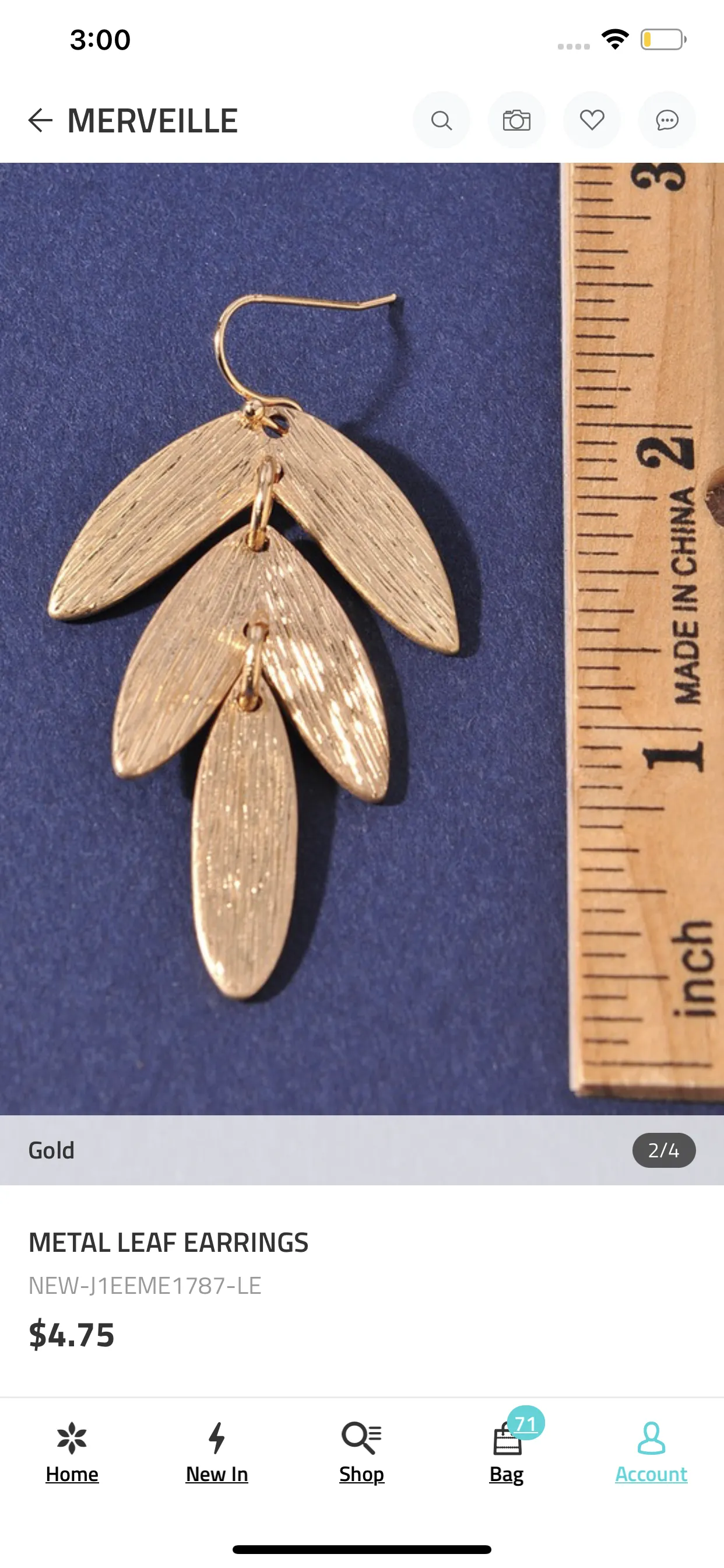Textured Metal Leaf Earrings