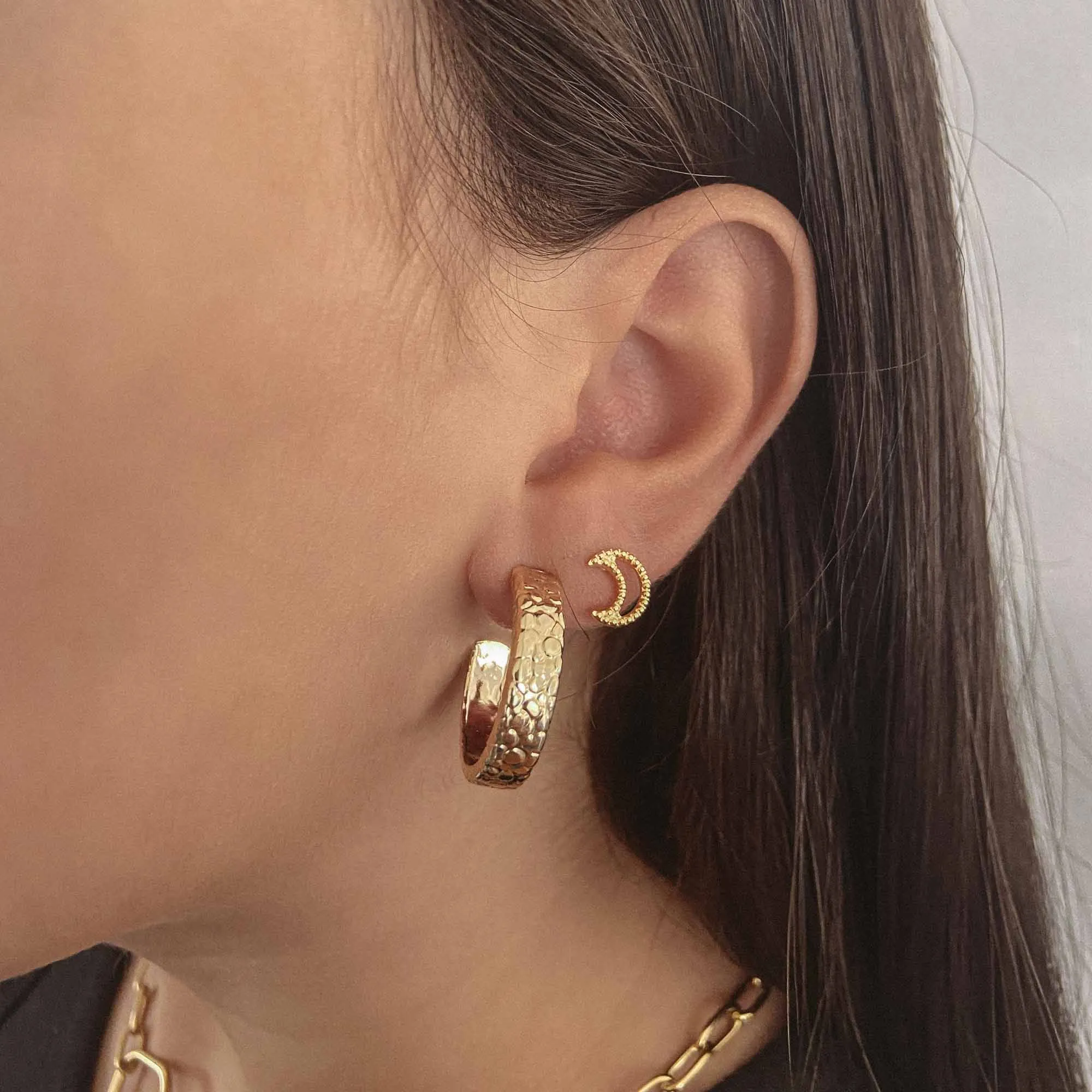 Textured Moon Studs