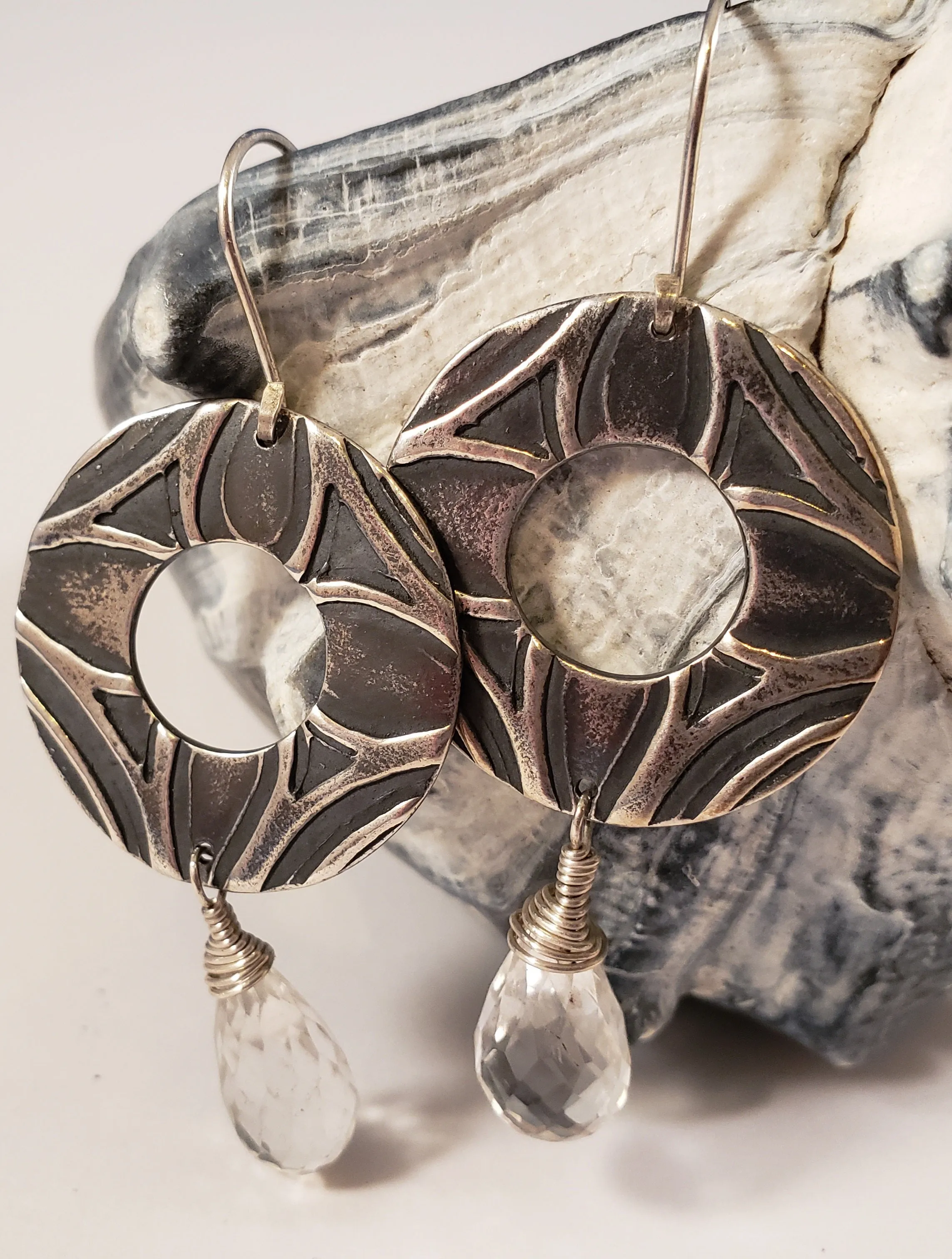 Textured Silver Earrings
