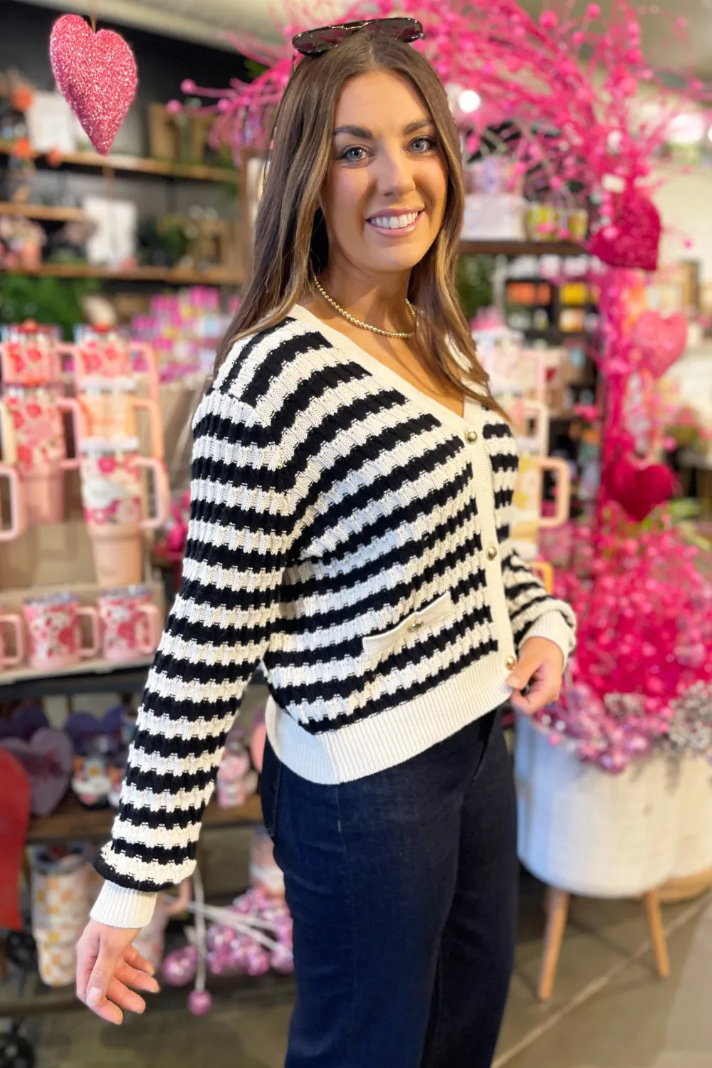 Textured Striped Cardigan
