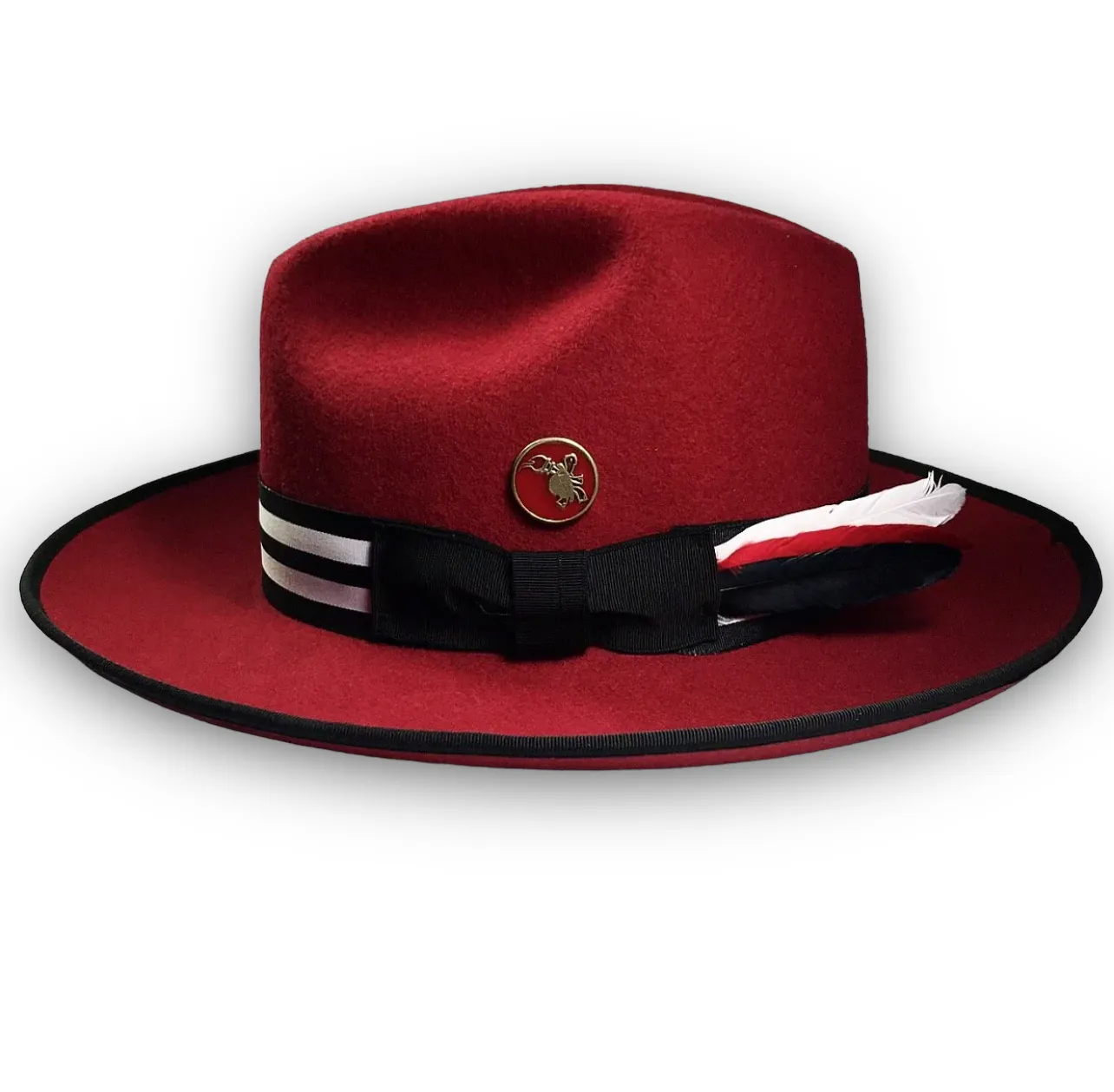 the FLAMEKEEPERS HAT CLUB WICKET RED FEDORA
