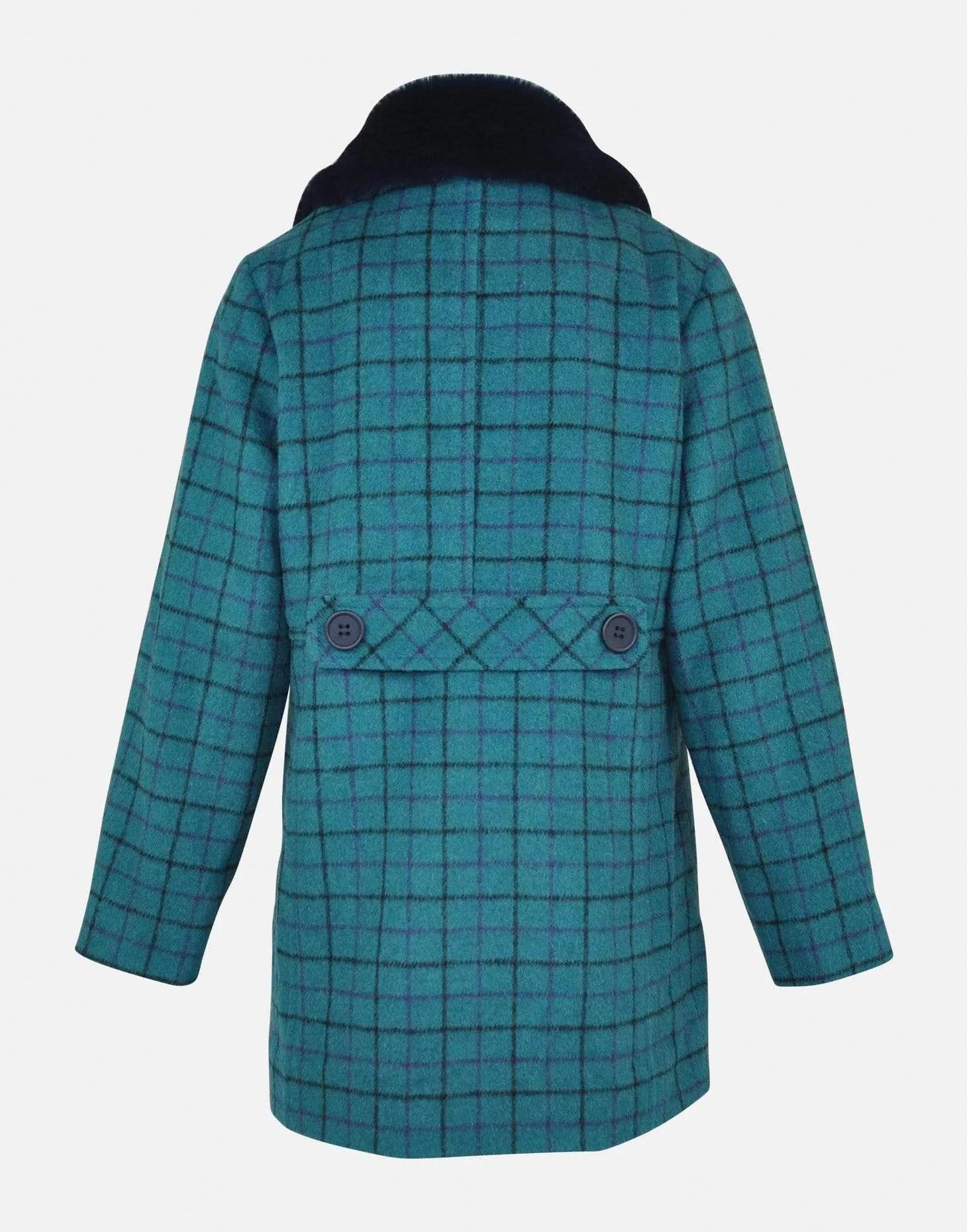 Theodora : Teal checked coat