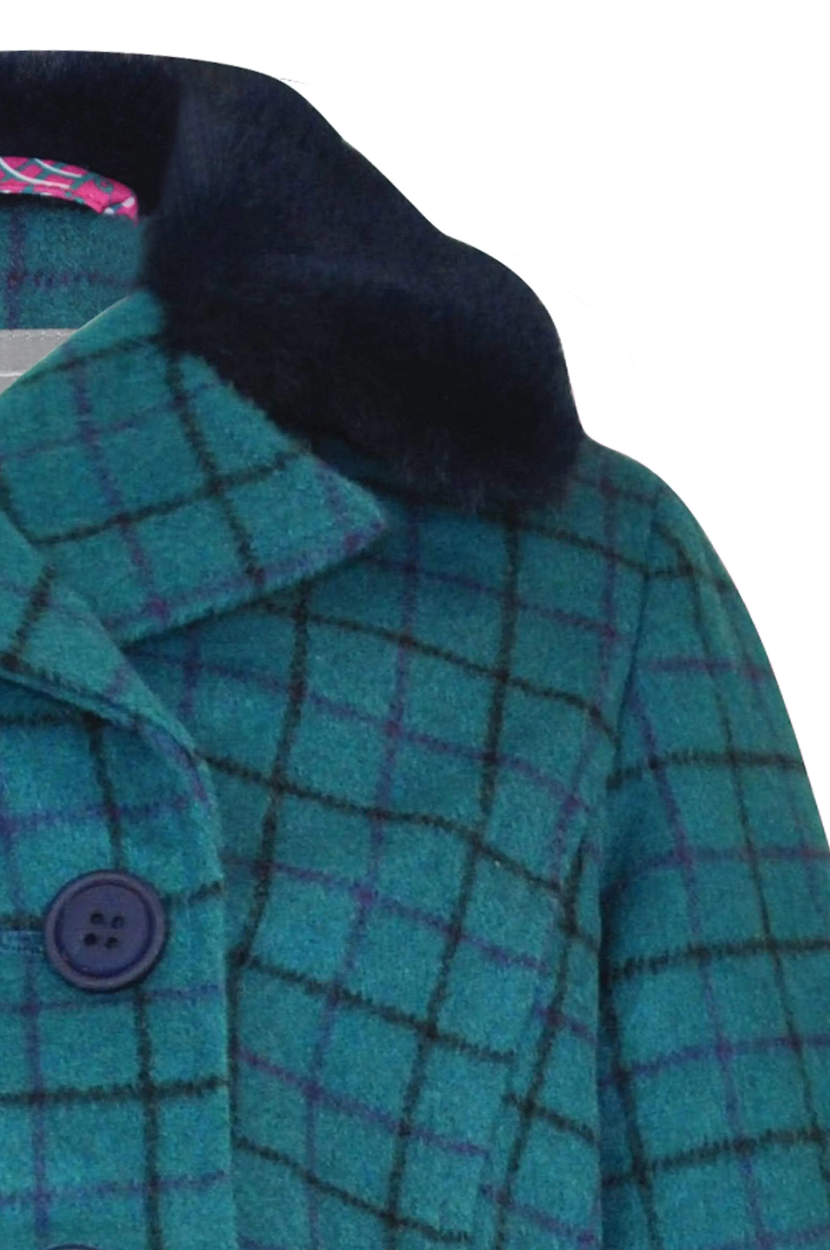 Theodora : Teal checked coat