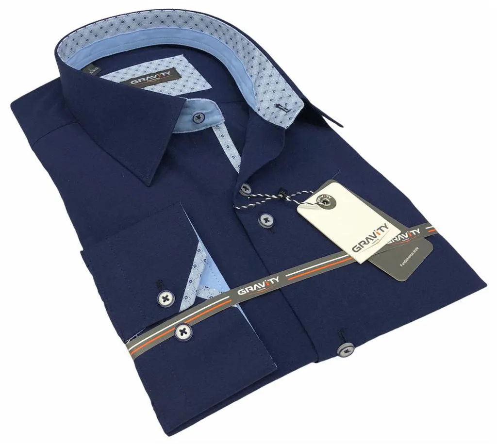 THOMAS BLUE LONG SLEEVE SPORT SHIRT
