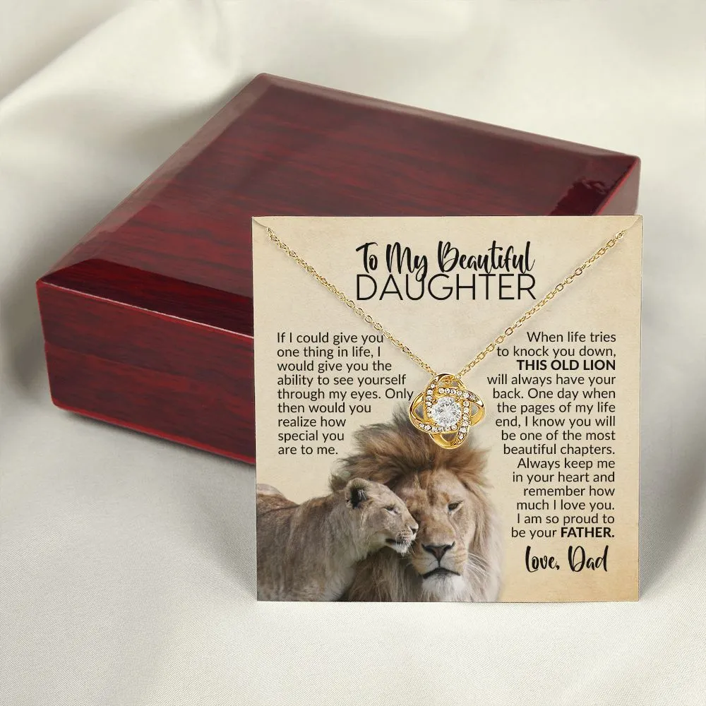To My Daughter | Gift from Dad | See Yourself Through My Eyes | Love Knot Necklace