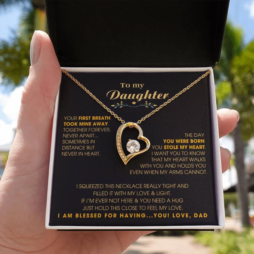 To My Daughter - Hold this necklace close to feel my love & light